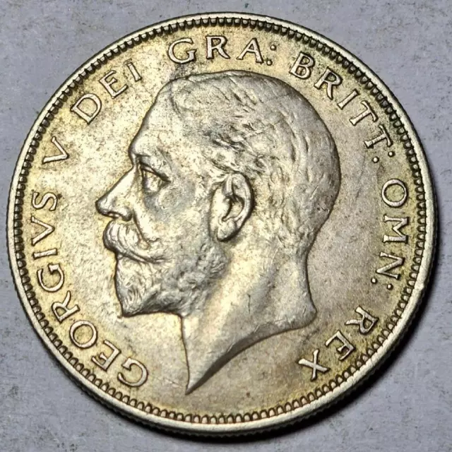Great Britain 1/2 Crown, 1928, Toned Extra Fine+ Nice Detail, .2273 Ounce Silver