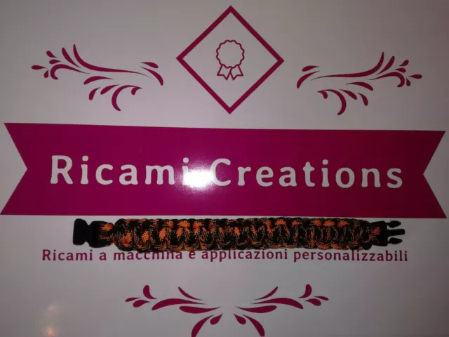 Bracciale uomo donna Braccialetto paracord survival nero e arancione