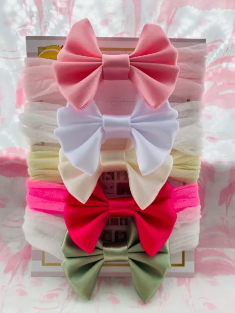 Baby Headbands Satin Bow Tiny 2 Inches Bow Baby Mini Bow Soft Band Newborn Girl