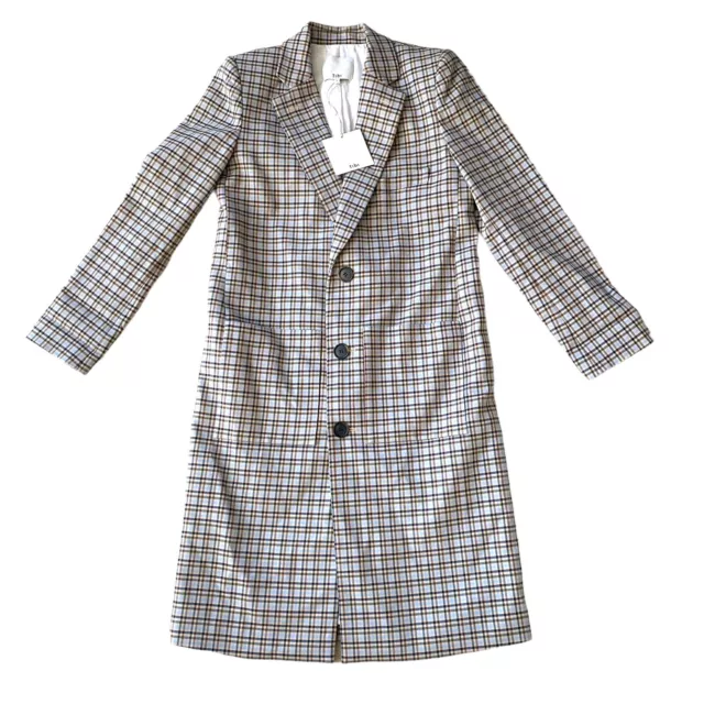 TIBI Zion Plaid Lab Coat Blazer Size 4 Small Cotton Blend  Oversized Lined New