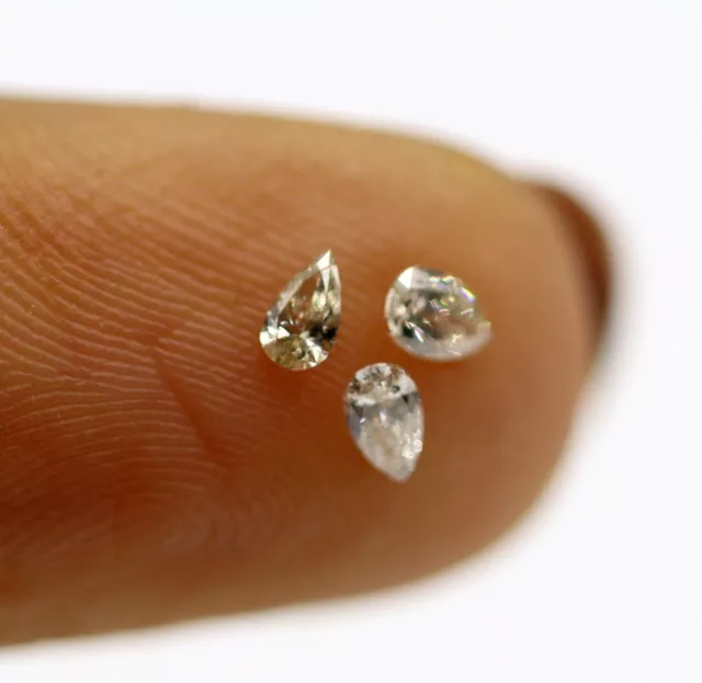 J Couleur SI3 Grade Desseré Naturel Diamants Poire Brillant Coupe 0.138 CT Prise 2