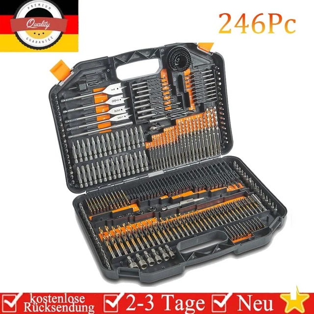 246-teiliges Kombi-Bohrer-Set – Farbcodierte HSS-Bits, In Kunststoffbox, Für Holz, Metall & Stein – Heimwerker-Set