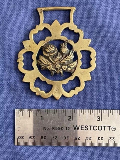 Thistle and Shamrock solid brass antique horse medallion tack decoration vintage 3