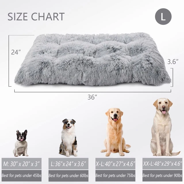 Super Soft Gray-White Plush Dog Bed Memory Foam Warm Pet Dog Mat for Large Dog 5