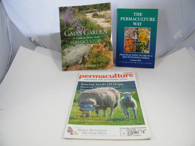 (3) Livres De Permaculture Pb ~ La Voie De La Permaculture, Le Jardin & Magazine De Gaia