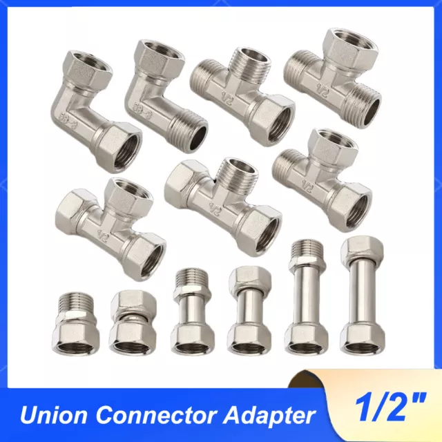 Brass Fitting BSP Male Female Thread Straight / Tee Union Connector Adapter