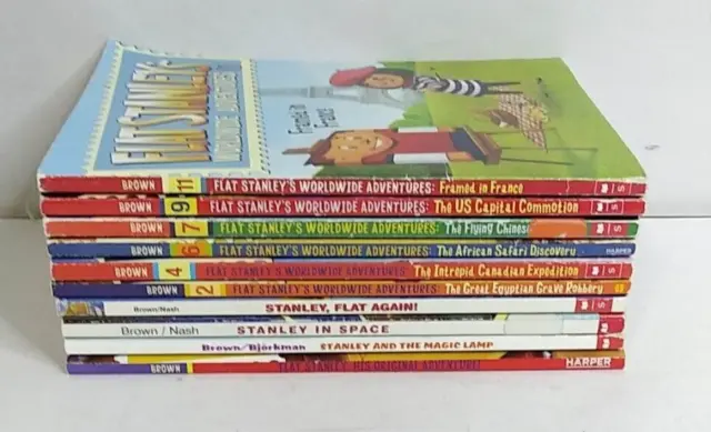 Lot of 10 Flat Stanley + Worldwide Adventures Jeff Brown Kids Books Scholastic
