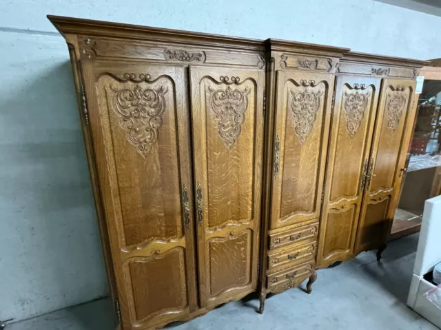 Louis XV Style French Carved 5 door Armoire Wardrobe