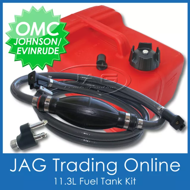 Boat Petrol Tank Kit- Johnson Omc Fuel Line & Fitting & 11.3 Litre Outboard Tank