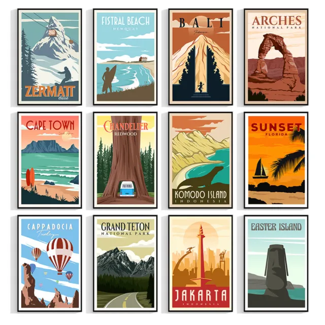 Vintage Travel Posters Retro Wall Art Prints Home Tourism Holiday Pictures