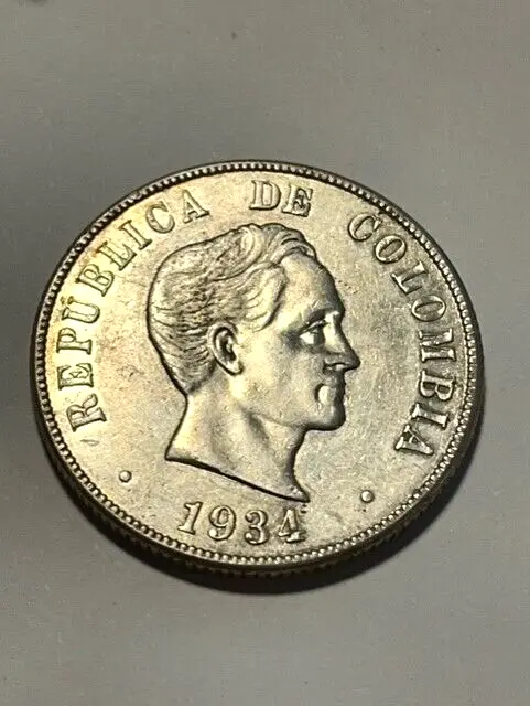 1934 Colombia 50 Centavos/Silver/XF++ #20383