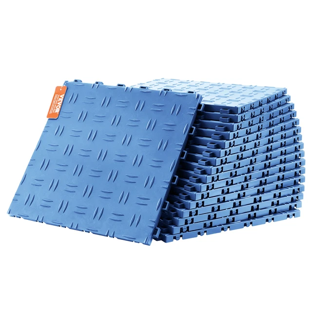 50 Carreaux De Sol De Garage Bleus Imbriqués - Revêtement Diamanté, Polypropylene, Pour Sous-sol/terrasse