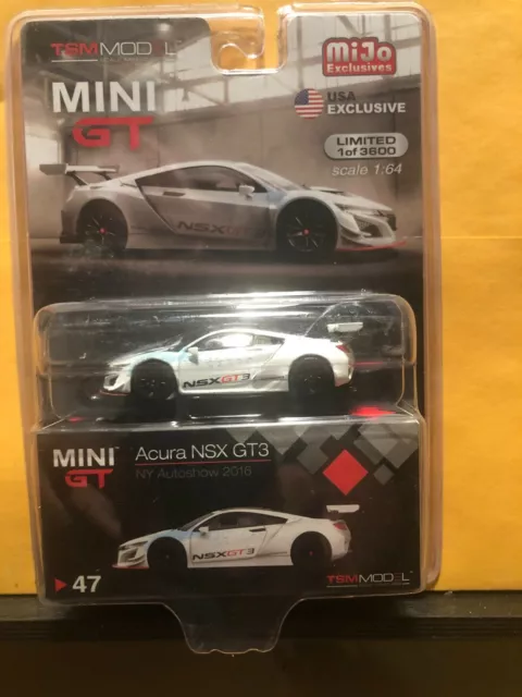 1/64 Mini Gt Acura Nsx Gt3 2016 New York Auto Show White Lhd Mijo Exclusives