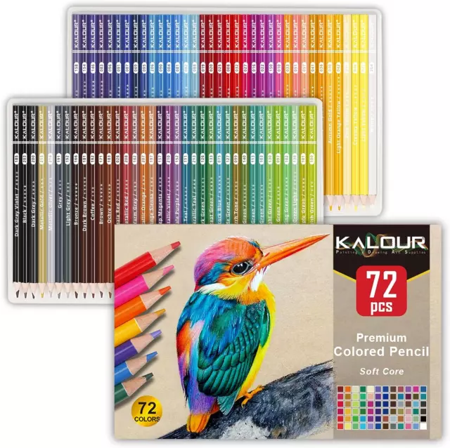 72 Count Colored Pencils for Adult Coloring Books, Soft Core,Ideal for Drawing B
