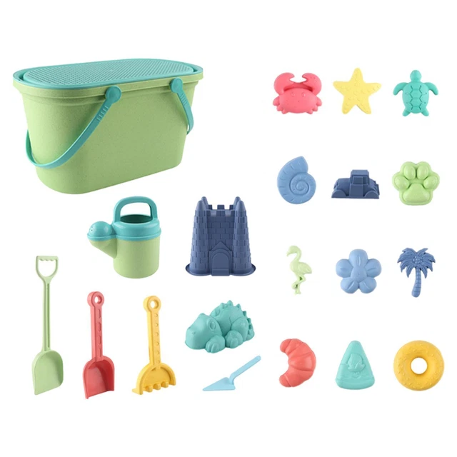TopLLC Ensemble de 11 Pcs de Jouets de Plage pour Enfants, Jouets de Plage pour Bac à Sable avec Seau à Sable Pliable, Ensemble de Pelle, Moules