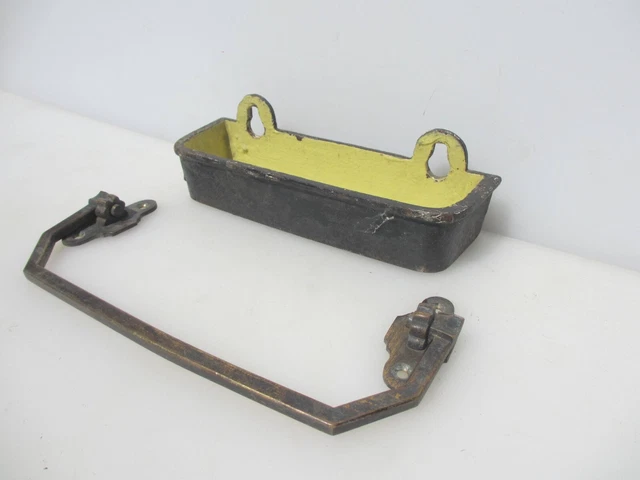 Victorian Brass Umbrella Holder Iron Pew Pot Church Antique Brass Fleur Rail Old