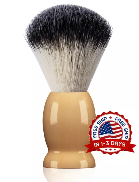 Brocha Para Afeitar Cerdas De Nylon Mango De Madera Barbería Profesional NUEVO