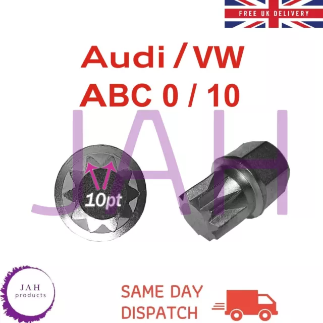 Locking Wheel Nut Key Abc 0 / 10Pt Spline Bolt Ribs For Audi Seat Skoda Vw