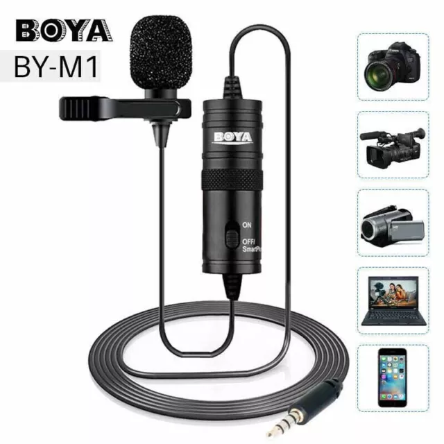 BOYA BY-M1 3.5mm Lavalier Lapel Microphone for Canon Nikon DSLR Camcorders