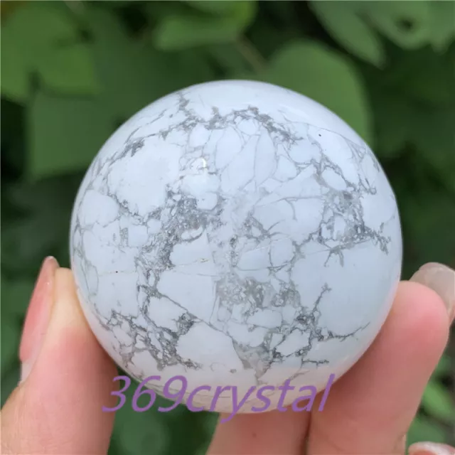 1pc Carved Natural Howlite Sphere Quartz Crystal Ball Reiki Healing 48mm