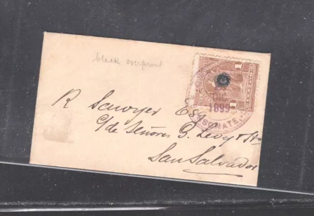 El  Salvador  very  small cover  overprinted  stamp  1899