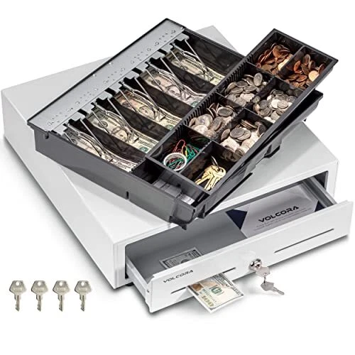 Cash Register Drawer for Point of Sale POS System with Fully Removable 2 Tier...