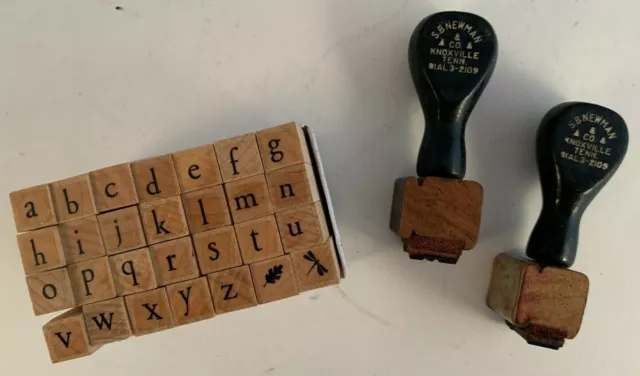 Lot (3) Small Rubber Stamps Hero Arts Lowercase Alphabet, Vintage L M Knoxville