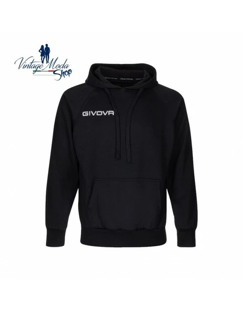 Givova Felpa Tuta Con Cappuccio Uomo Ragazzo Sportiva Ginnastica Cotone MA012NER