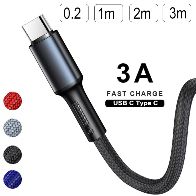 Braided USB C Fast Charging Charger For Samsung Android Type C Data Cable Lead