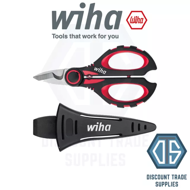 Wiha 41923 Cable Shear Scissors for Electricians with Crimp Function Universal