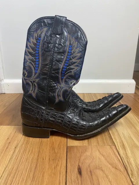 EL GENERAL 1901 Men’s US Size 6 Black Blue Cowboy Western Boots Pointy ...