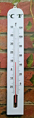 Landhausstil Thermometer Garten Außenthermometer Metall Weiß Grün zum Aufhängen 