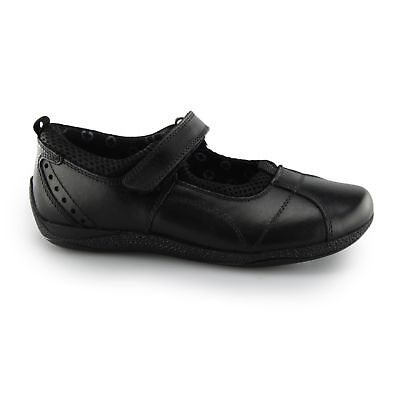 Hush Puppies CINDY JNR Girls Leather Touch Close Mary Jane School Shoes Black