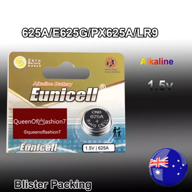 2 x Eunicell 625A LR9 1.5V Alkaline Battery E625G PX625A Button/Cell