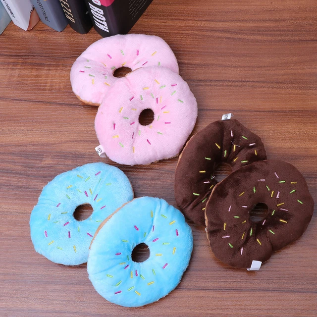 4PCS Welpen Zahnen Spielzeug Plüsch Donut Hund Spielzeug Crinkle