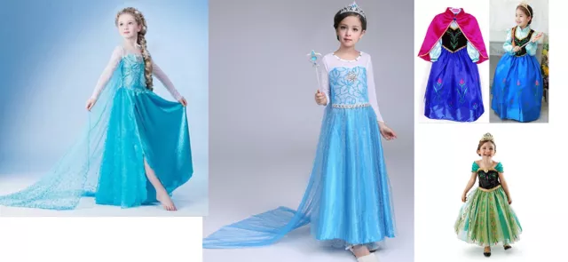 Abito elegante per bambini costume principessa Elsa & Anna abito fantasia ragazza abito da festa