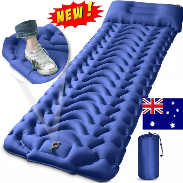 Ultralight Inflatable Sleeping Mattress Air Bed Camping Hiking Mat with Pillows