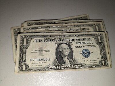 1935(14pc) or 1957(1pc) One Dollar Blue Seal Note Silver Certificate $1 Bill 15x
