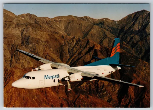 Airplane Postcard Merpati Airlines Fokker F27 Mk500 PK-MFJ In Flight CF12