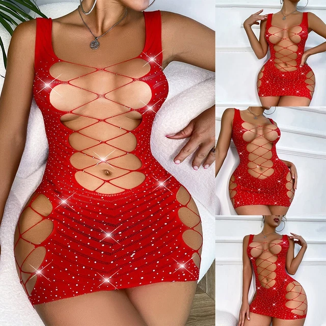 Comodo Donna Vestito da Donna Abito Corto Taglia Unica Lingerie Rete Regolari