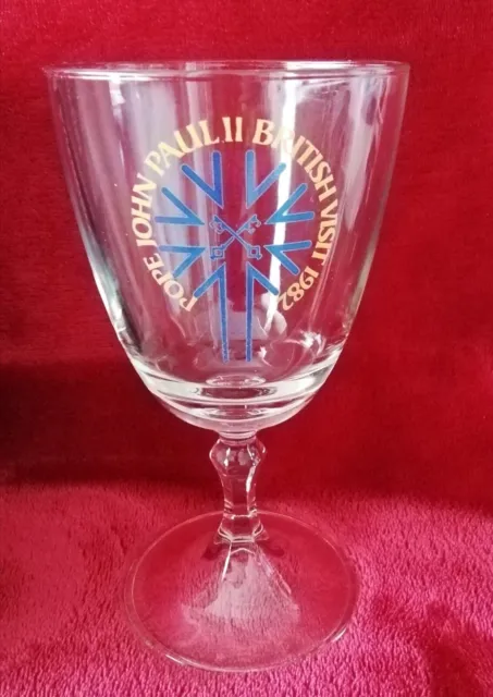 Pope John Paul II British Visit 1982 Goblet Chalice Wine Glass Vtg Collectable