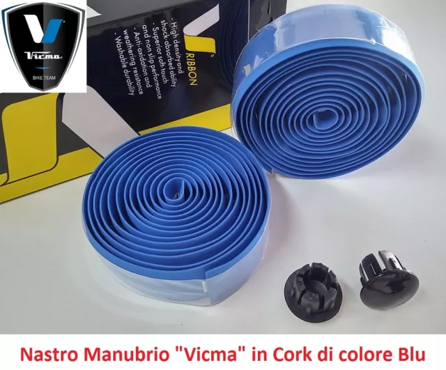 840AZ Nastro Manubrio "Vicma" in Cork colore Blu per bici 26-28 Fixed Scatto Fis