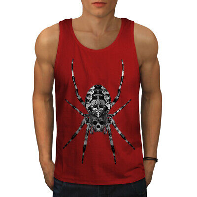Wellcoda Spider Skull Face Mens Tank Top, Death Active Sports Shirt