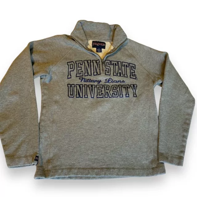 JanSport Womens 1/4 Zip Sweatshirt PSU Penn State Nittany Lions Gray MEDIUM