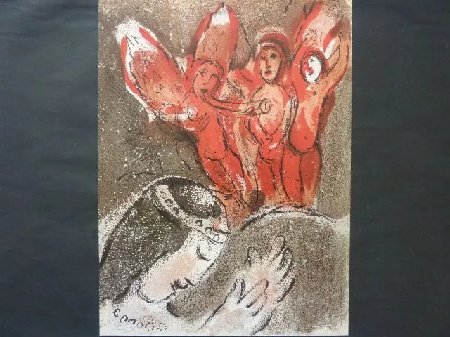 MARC CHAGALL - Offset Lithographie 1960 "Sarah und die Engel" !!!!