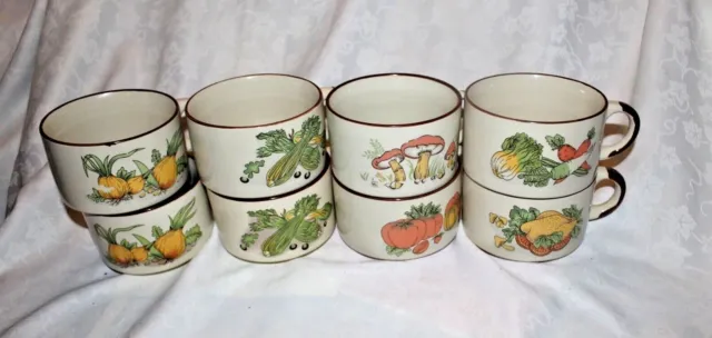 Vintage Retro Ceramic Recipe Soup Mugs/Bowls With Handles