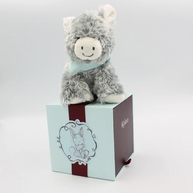 Doudou ane gris blanc foulard bleu Régliss KALOO petit modèle NEUF - 27356