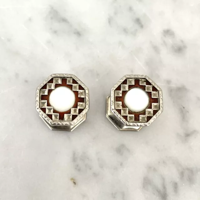 Vtg Pair B&W Co. Kum A Part Reversible Snap Cufflinks Art Deco