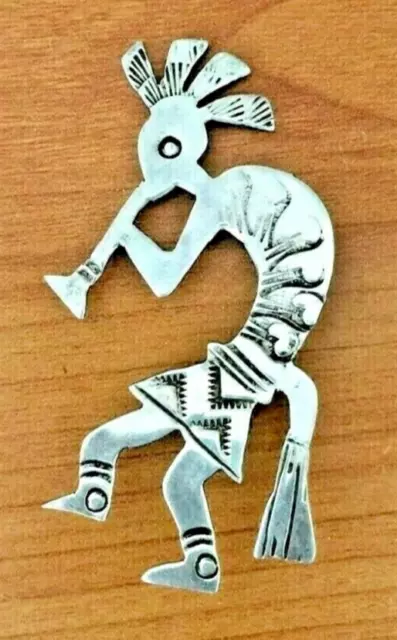 Navajo J. Nelson Sterling Handmade Kokopelli Pin Signed Marked Sterling