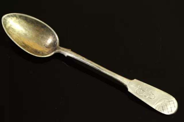 Antique Russian Empire Sterling SILVER 84 Hallmark Carved tea Spoon T146